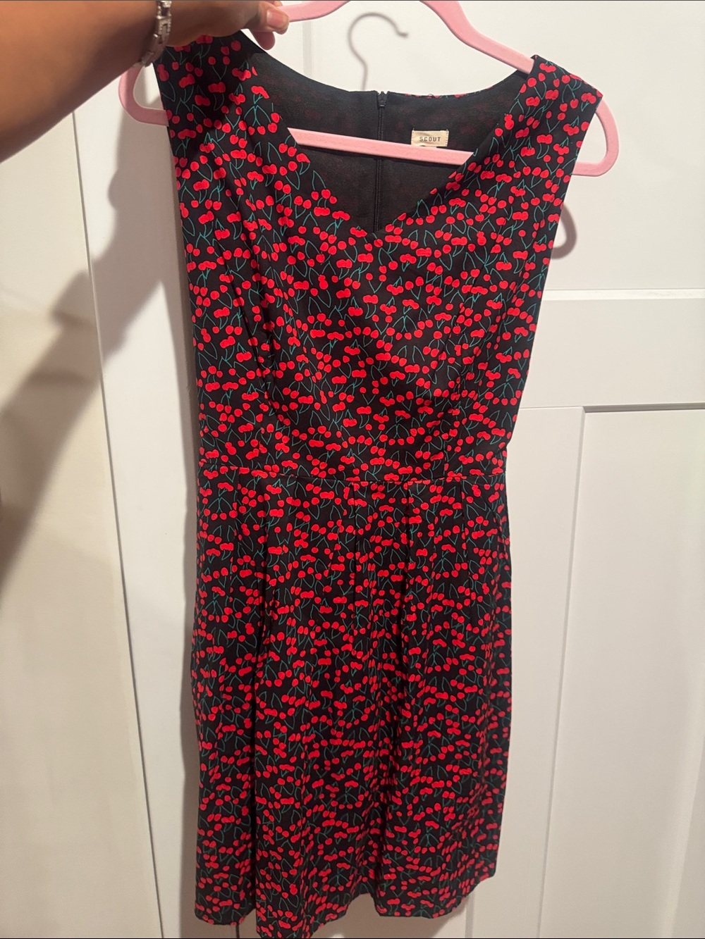 Scout Black Midi Dress with Red Cherry Print